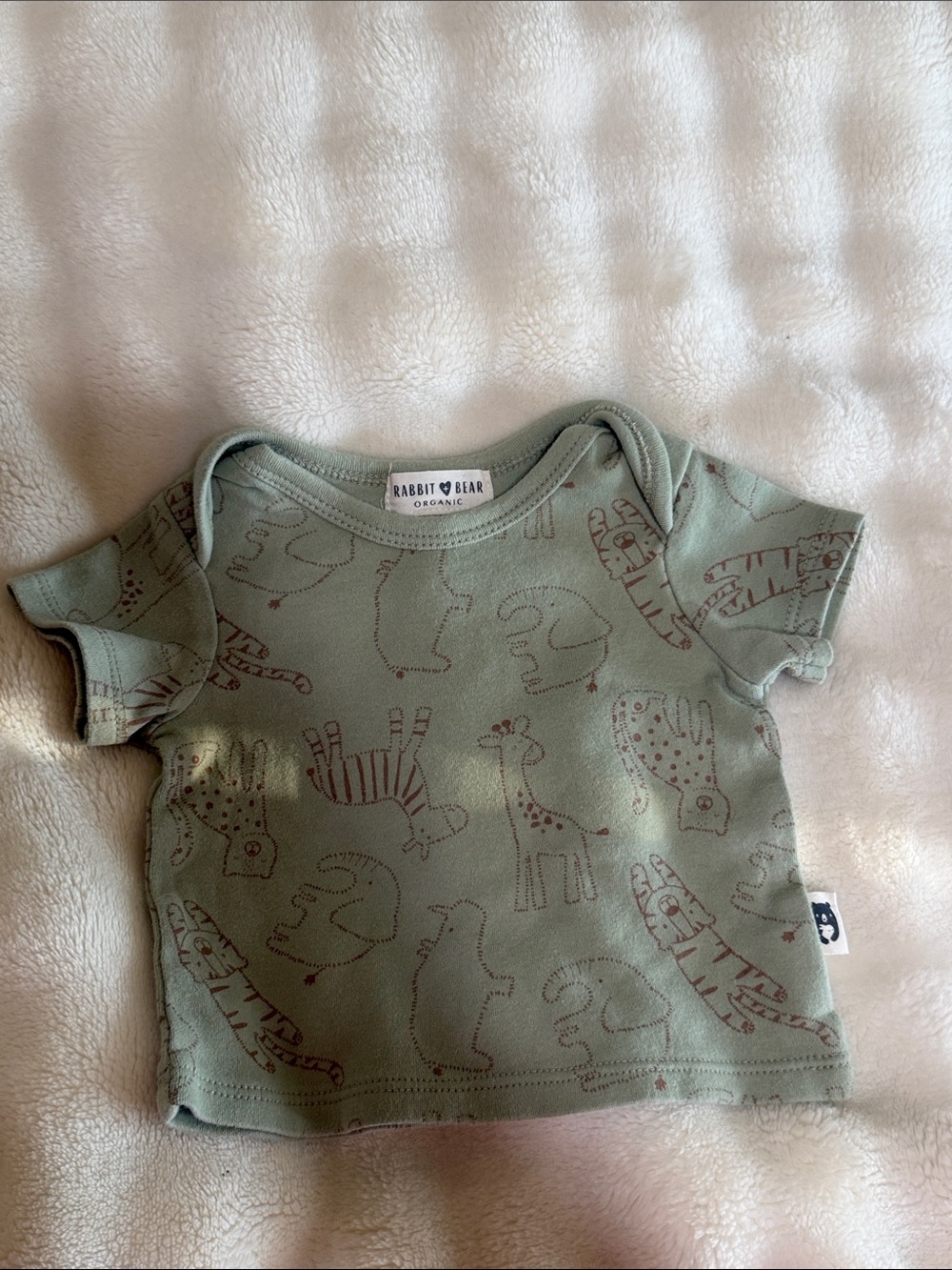 NWOT Rabbit & Bear Organic Sage Animal Tee - Short Sleeve